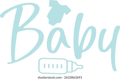 Baby typography design on plain white transparent isolated background for card, shirt, hoodie, sweatshirt, apparel, tag, mug, icon, poster or badge