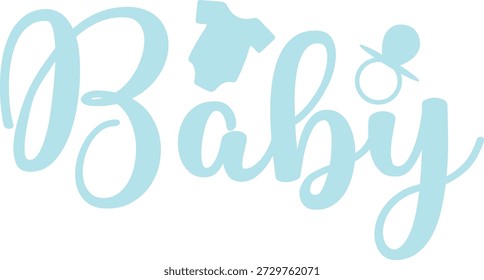 Diseño de la tipografía del bebé en el fondo aislado transparente blanco llano para la tarjeta, camisa, sudadera con capucha, sudadera, ropa, etiqueta, taza, icono, cartel o insignia