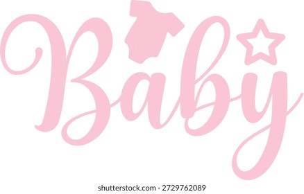 Diseño de la tipografía del bebé en el fondo aislado transparente blanco llano para la tarjeta, camisa, sudadera con capucha, sudadera, ropa, etiqueta, taza, icono, cartel o insignia