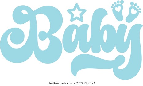 Diseño de la tipografía del bebé en el fondo aislado transparente blanco llano para la tarjeta, camisa, sudadera con capucha, sudadera, ropa, etiqueta, taza, icono, cartel o insignia