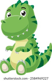 Baby tyrannosaurus cartoon sitting on white background