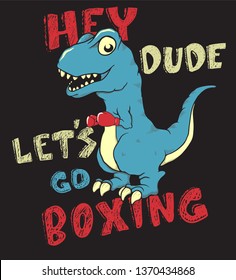 Baby tyrannosaurus rex is a boxer. boxing champion.Cartoon style.Prints design.Animal design. Vector illustration