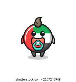 baby uae flag badge cartoon character with pacifier , cute style design for t shirt, sticker, logo element