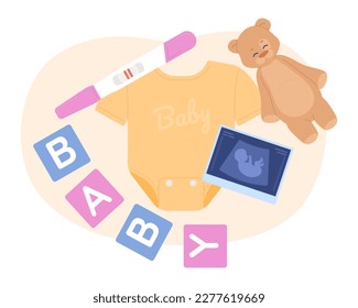 Baby ultrasound announcement flat concept vector spot illustration. Editable 2D cartoon scene on white for web design. Pregnancy creative idea for website, mobile app. Pacifico, Quicksand fonts used