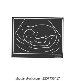 Baby Ultrasound Icon Silhouette Illustration. Sonar Vector Graphic Pictogram Symbol Clip Art. Doodle Sketch Black Sign.