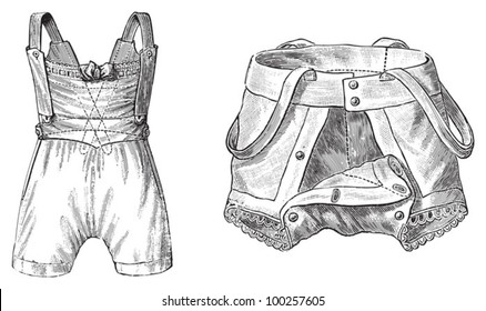 Baby Underwear (left) And Diaper (right) / Vintage Illustration From Die Frau Als Hausarztin 1911