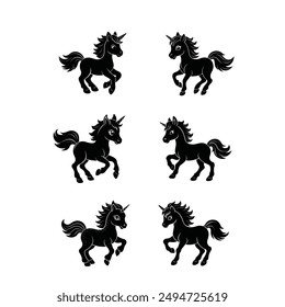 Baby Einhorn Schwarz Silhouette Set