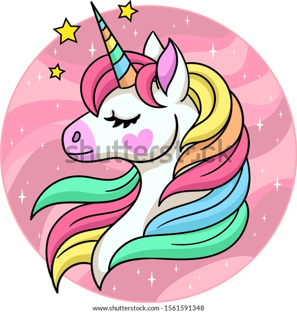 baby unicorn closed eyes colorful mane stock vector royalty free