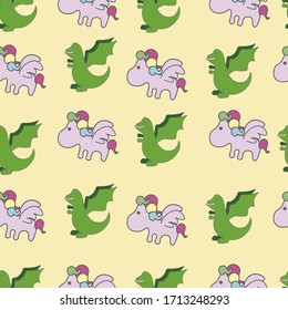 El Patrón De Unicornio Y Dragón Bebé No Tiene Problemas