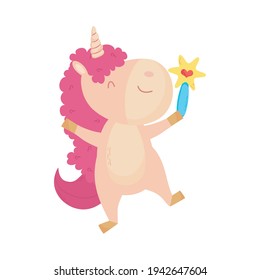 baby unicorn with magic wand