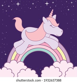 baby unicorn, rainbow and skynight
