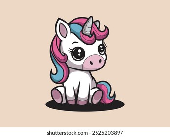 a baby unicorn sits on the ground