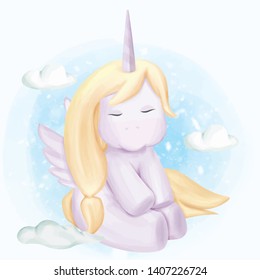 Baby Unicorn in the Sky with Cloud