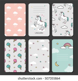 Baby Unicorn Tags. Baby Banners. Scrapbook Labels. Cute Cards. 