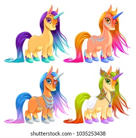 Baby unicorns for luck, protection and inspiration. Cartoon vector isolated characters.