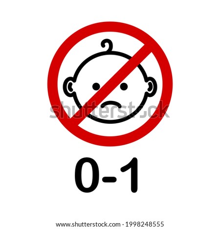Baby use label - forbidden thin line style vector icon