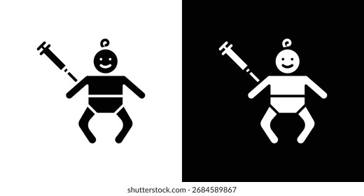 Icono de la vacunación del bebé, Vector gráfico en estilo llenado