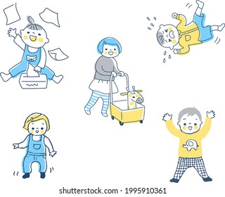 Baby various pose illustration set