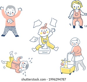 Baby various pose illustration set