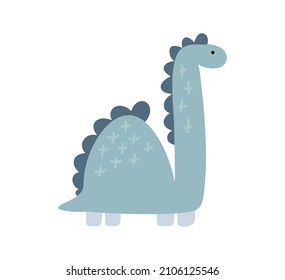 Baby vector cute hand drawn Dinosaur print. Sweet Cool dino illustration for nursery t-shirt, kids apparel boy, invitation, simple scandinavian child design.