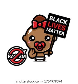 baby vector design with a stop racism symbo