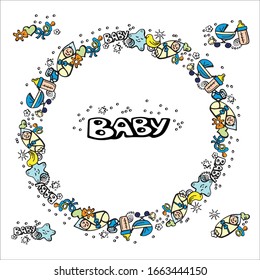 Dibujo de juguetes y accesorios para bebés vectores