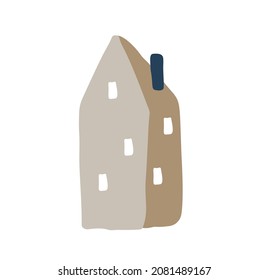 Baby Vector house icon scandinavian. Doodle hand drawn sign of real estate. Childish illustration for print, web.