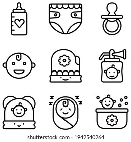 Baby vector icon set for apps, website, mobile, infographic and etc