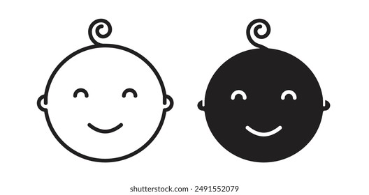 Baby vector icon set in black color.