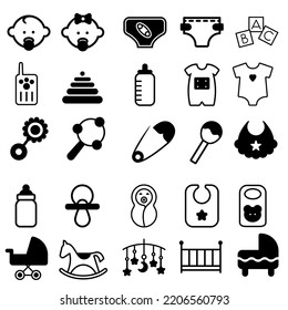 Baby vector Icon set. child illustration sign collection. toy symbol or logo.