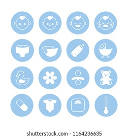 Baby Vector Icon set with cute baby expressions and toys