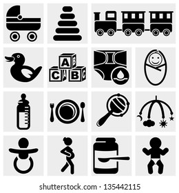 Baby vector icons set.