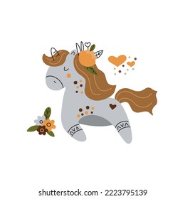 Baby vector illustration with cute unicorn on white background for nursery and textile decoration