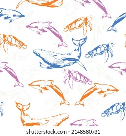  Baby vector illustration. Jellyfish, Crab, Turtle, octopus, Fish, stingray, Dolphin, seal
