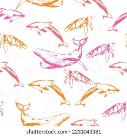  Baby vector illustration. Sea life pattern for fabric, textile.
