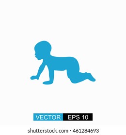 Baby vector. Isolated blue icon on white background.