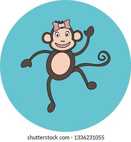 Baby vector monkey on a turquoise background. Template for kids room, packaging, illustration for the book and other uses.