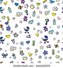 Dibujo vectorial de juguetes y accesorios para bebés