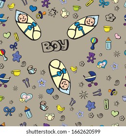 Baby vector pattern of toys and accessories