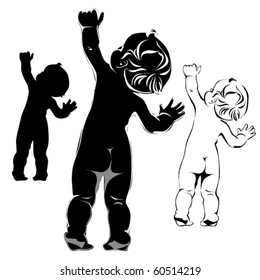 Baby vector silhouettes.