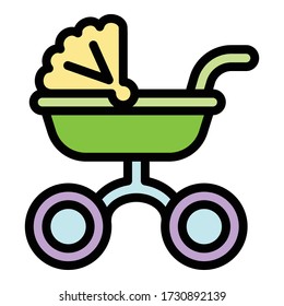Baby waggon icon. Outline baby waggon vector icon for web design isolated on white background