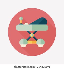 Baby walker flat icon with long shadow,eps10