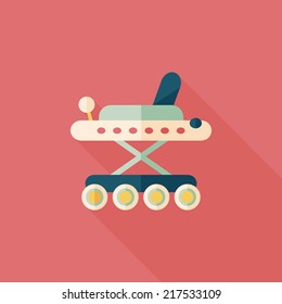 Baby walker flat icon with long shadow,eps10