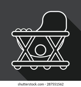 Baby walker flat icon with long shadow, line icon