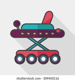 Baby walker flat icon with long shadow, eps10