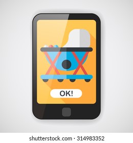 Baby walker flat icon with long shadow,eps10