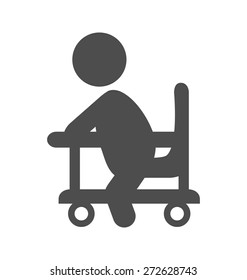 Baby in walker pictogram flat icon isolated on white background