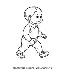 A baby walking line art illustration vecto
