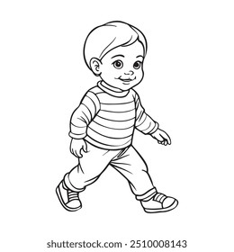 A baby walking line art illustration vecto