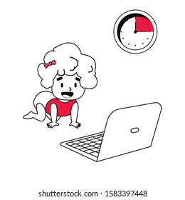 baby watching a video on a laptop. The Impact of using gadgets on children, limit gadgets for kids